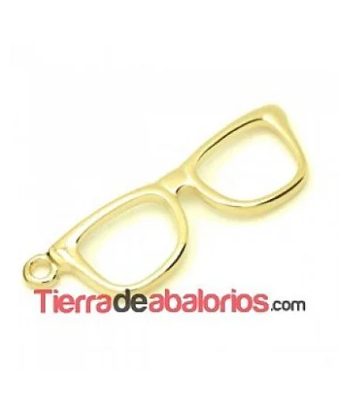 Colgante Gafas 43x13mm con Anilla, Agujero 2,3mm Dorado