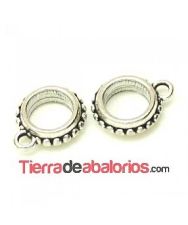 Aro con Bolitas 13mm Agujero 8mm con Anilla, Plateado