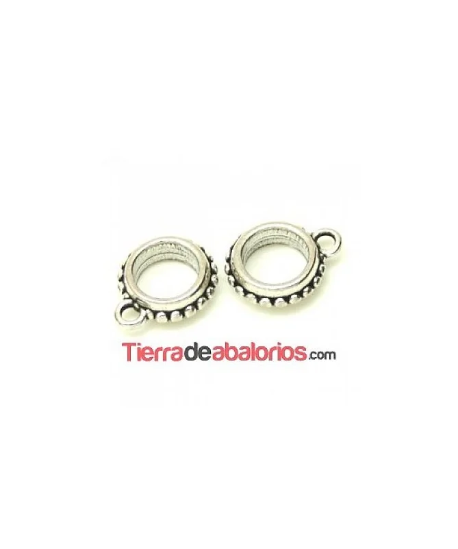 Aro con Bolitas 13mm Agujero 8mm con Anilla, Plateado
