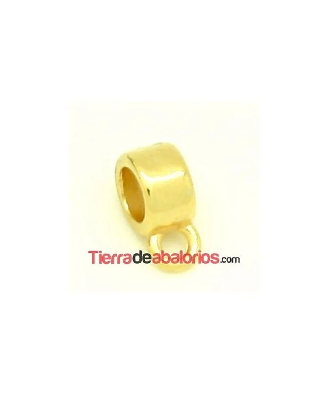 Tubo 6x4mm Agujero 4mm con Anilla Dorado