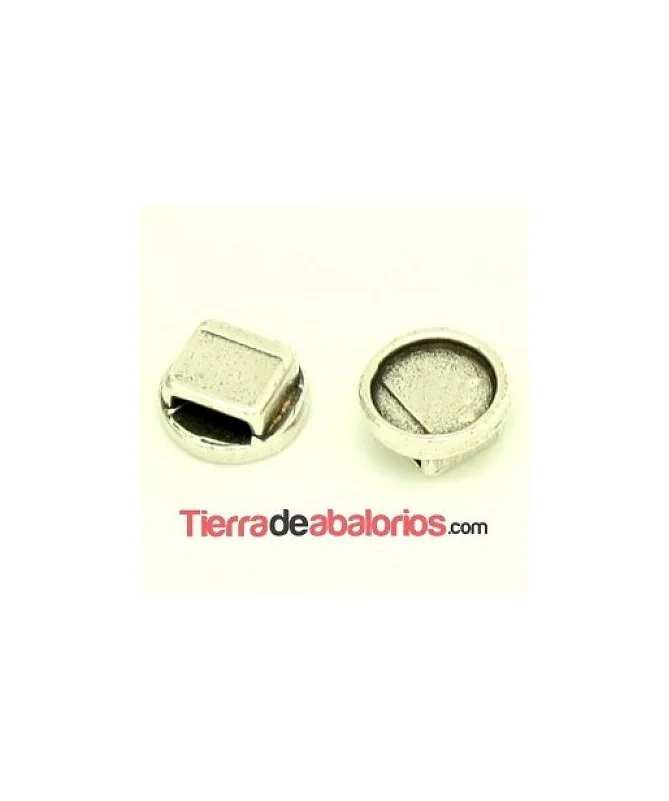 Entrepieza Redonda para Adhesivo 9mm Agujero 6x2mm, Plateado