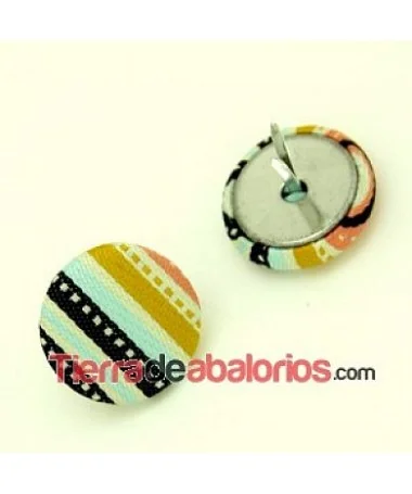 Botón 18mm Forrado de Tela con Grapas, Estampado Rayas Multi