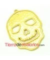 Colgante Calavera 63x46mm con Anilla, Dorada