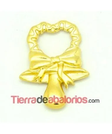 Colgante Chupete, Lazo y Corazón de 31x23mm, Dorado