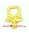 Colgante Chupete, Lazo y Corazón de 31x23mm, Dorado