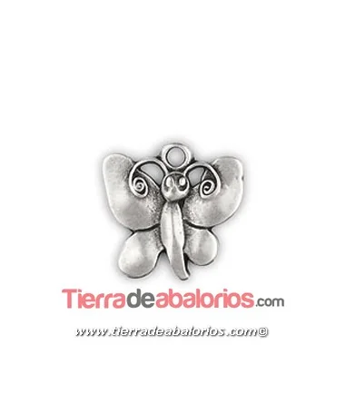 Mariposa Colgante 22x23mm con Anilla, Plateada Mariposa Colgante 22x23mm con Anilla, Plateada