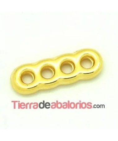 Separador 22x12mm con 4 Agujeros de 3mm Dorado