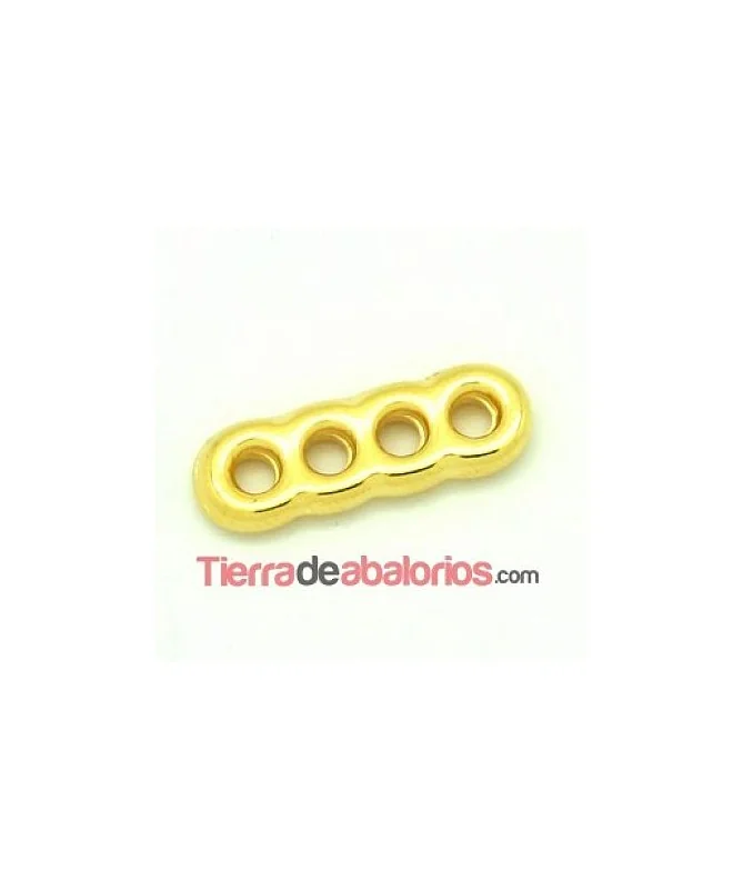 Separador 22x12mm con 4 Agujeros de 3mm Dorado