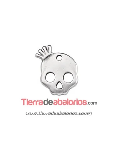 Colgante Calavera con Coronita 21x17mm, Plateada