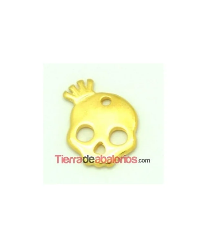 Colgante Calavera con Coronita 21x17mm, Dorada