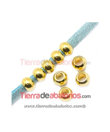 Bola 6x4mm Agujero 3mm, Dorada Bola 6x4mm Agujero 3mm, Dorada
