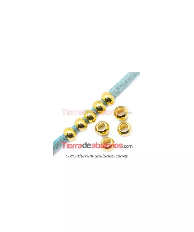 Bola 6x4mm Agujero 3mm, Dorada Bola 6x4mm Agujero 3mm, Dorada