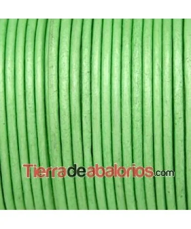 Cordón de Cuero Indú 2mm Verde Menta Metalizado (metro) Cordón de Cuero Indú 2mm Verde Menta Metalizado
