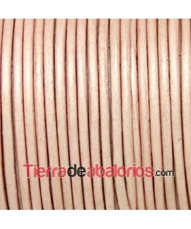 Cordón de Cuero Indú 2mm Rosa Bebé Metalizado