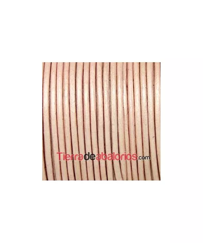 Cordón de Cuero Indú 2mm Rosa Bebé Metalizado