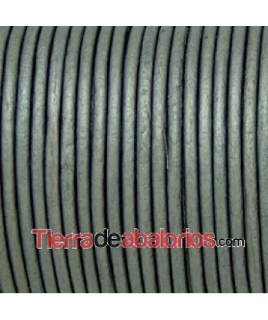 Cordón de Cuero Indú 2mm Plata Vieja