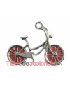Colgante Bicicleta 24x18mm con anilla, Plateado y Rojo