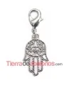 Colgante Mano de Fátima 20x12mm con Mosquetón, Plateado