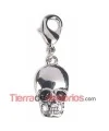 Colgante Calavera 18x10mm con Mosquetón, Plateado Nikelado