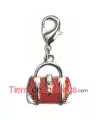 Colgante Bolsito 16x15mm, Plateado Esmaltado Rojo y Blanco