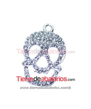 Calavera Colgante 23x15mm Plateada con Strass