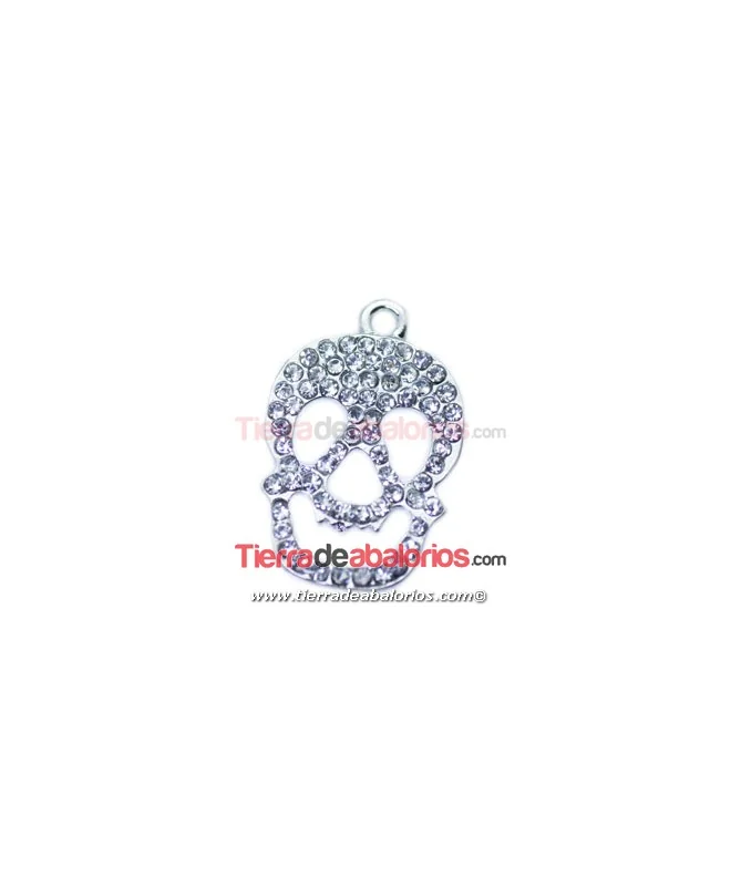 Calavera Colgante 23x15mm Plateada con Strass Calavera Colgante 23x15mm Plateada con Strass