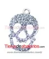 Calavera Colgante 23x15mm Plateada con Strass