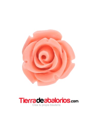 Flor de Resina Base Plana 14mm Agujero 1,5mm Coral Rosa