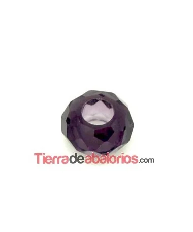 Facetada Rondel 14x8mm Agujero 6mm Amatista