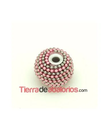 Bola de Bolitas Metálicas 20mm Agujero 3.5mm Plateado y Rosa