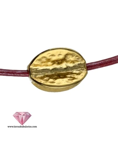 Entrepieza Rugosa 14x13mm Agujero 2mm, Dorada