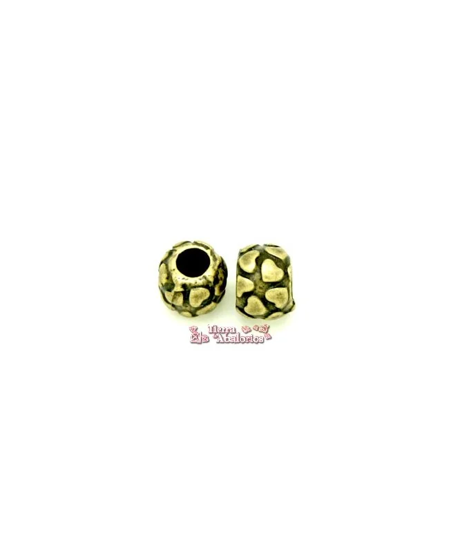 Bola Tubo Corazones 10x7mm Agujero 4mm Oro Viejo