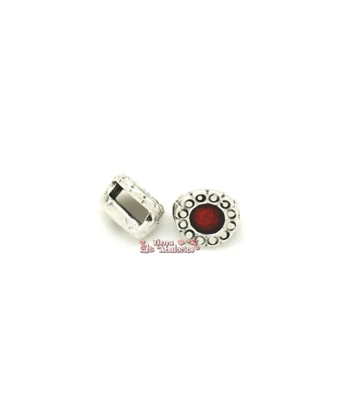 Cuenta con Pasador 12mm Rojo Agujero 10x3mm, Plateado