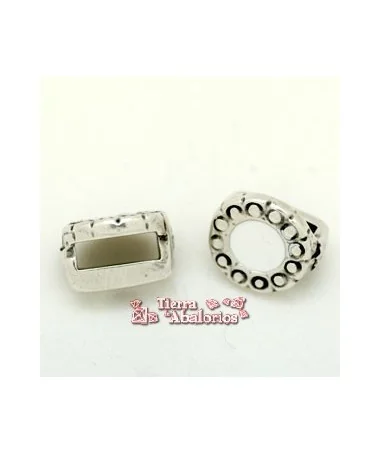 Cuenta con Pasador 12mm Blanco Tiza Agujero 10x3mm, Plateado Cuenta con Pasador 12mm Blanco Tiza Agujero 10x3mm, Plateado