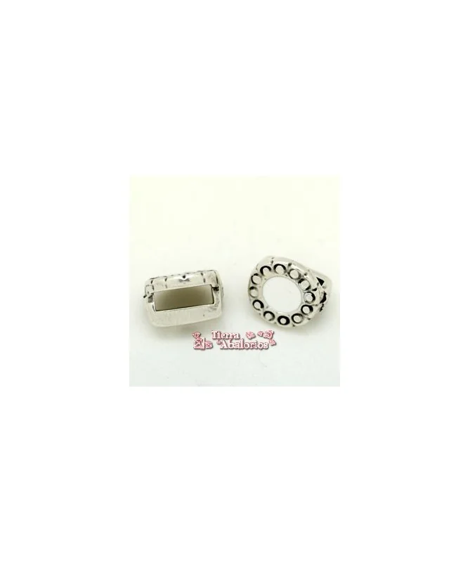 Cuenta con Pasador 12mm Blanco Tiza Agujero 10x3mm, Plateado