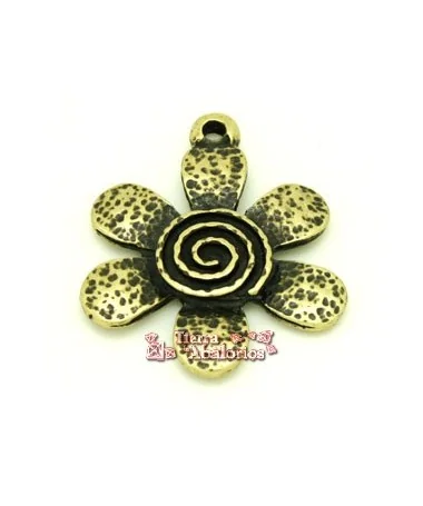 Flor con Infinito Colgante 40mm, Oro Viejo Flor con Infinito Colgante 40mm, Oro Viejo