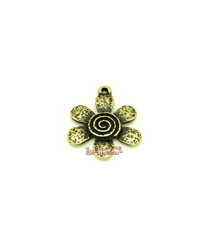 Flor con Infinito Colgante 40mm, Oro Viejo