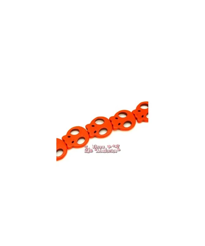 Calavera Howlita Plana 21x19mm Agujero 1,5mm, Naranja