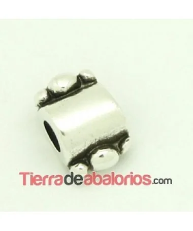 Tubo con Adornos Bolitas de 8x12mm Agujero 4mm, Plateado Tubo con Adornos Bolitas de 8x12mm Agujero 4mm, Plateado