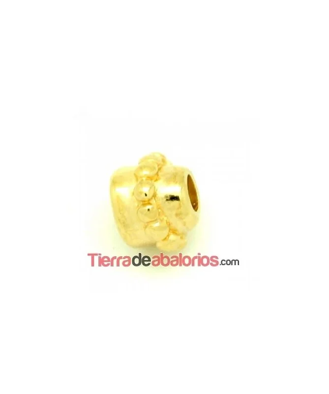 Entrepieza Tubo con Bolitas de 8x10mm Agujero 4mm Dorado