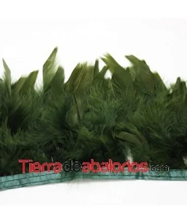 Fleco de Pluma de Pavo 10/12cm aprox. Verde Cazador 1mt. Fleco de Pluma de Pavo 10/12cm aprox. Verde Cazador 1mt.