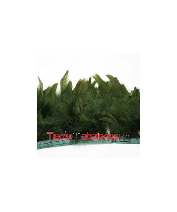 Fleco de Pluma de Pavo 10/12cm aprox. Verde Cazador 1mt.