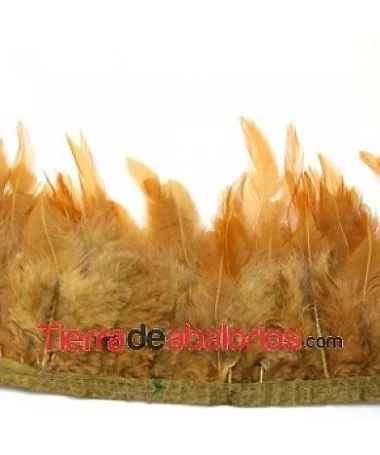Fleco de Pluma de Pavo 10/12cm aprox. Beige 1mt.