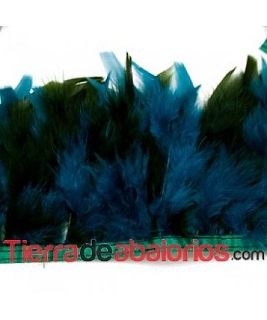 Fleco de Pluma de Pavo 10/12cm aprox. Verde Mix 1mt.