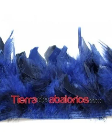 Fleco de Pluma de Pavo 10/12cm aprox. Azul Marino 1mt.