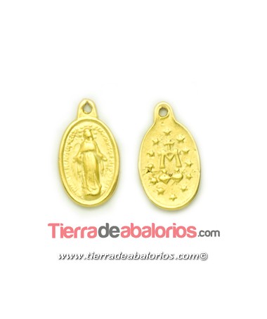 Medalla Virgen María 17x10mm, Dorado Matizado