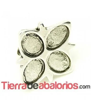 Anillo Flor de Zamak 40x37mm, Plateado Anillo Flor de Zamak 40x37mm, Plateado
