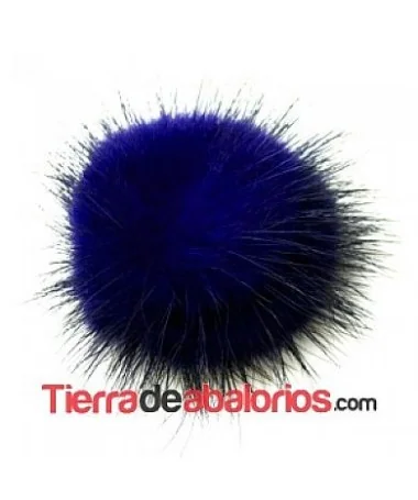 Pompon de Visón 40mm Azul Añil