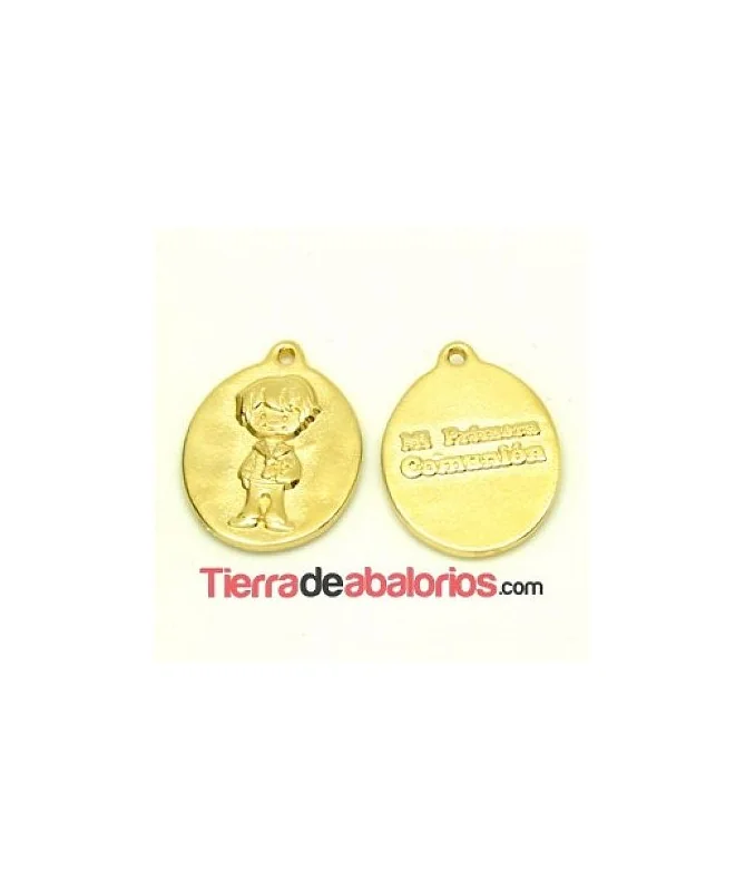 Medalla Niño Mi Primera Comunión 24x18mm, Dorada
