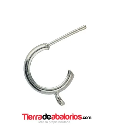 Pendiente Medio Aro con Anilla 15mm, Plateado Pendiente Medio Aro con Anilla 15mm, Plateado